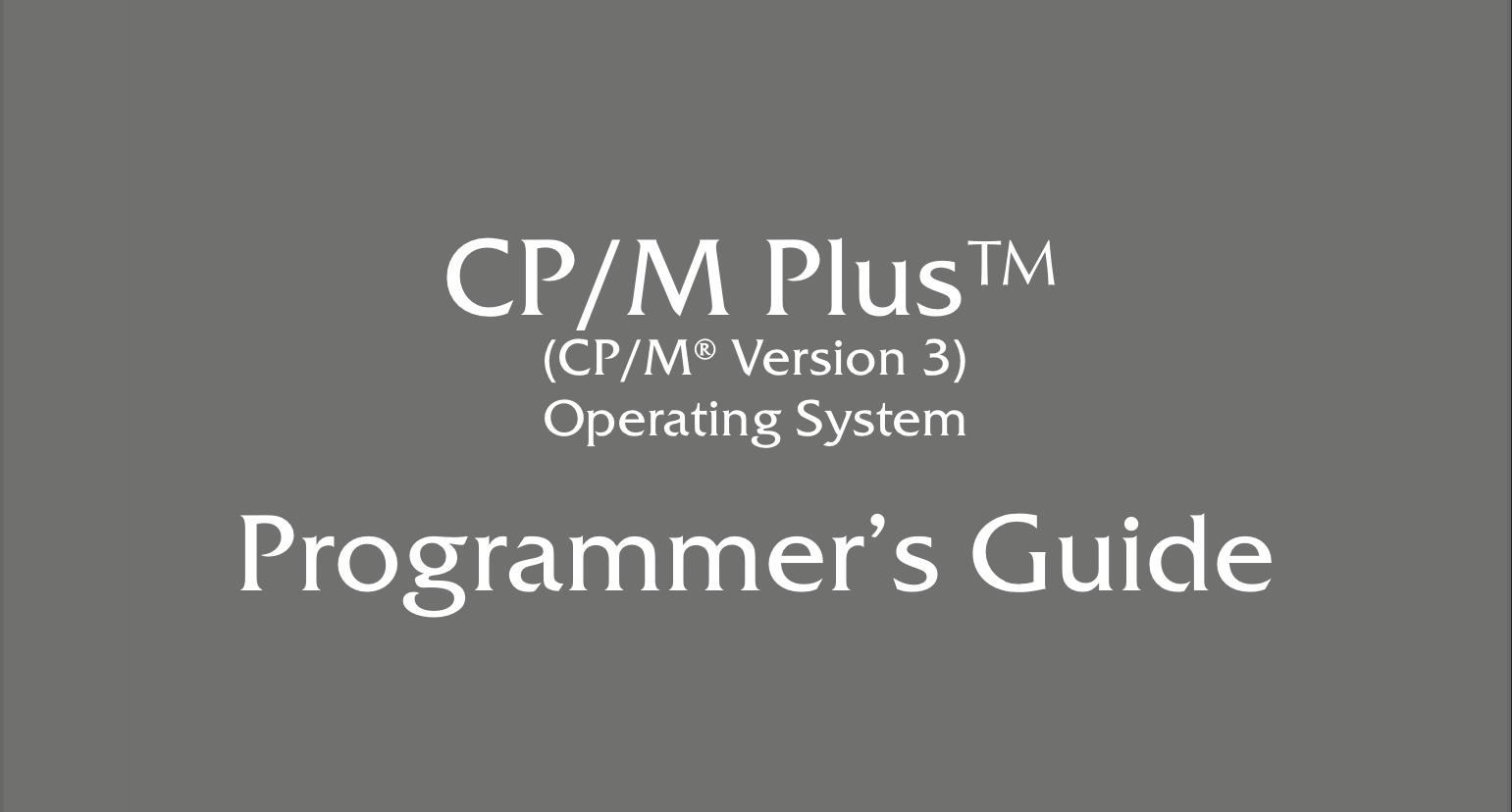 CP/M Programmer’s Guide recreation